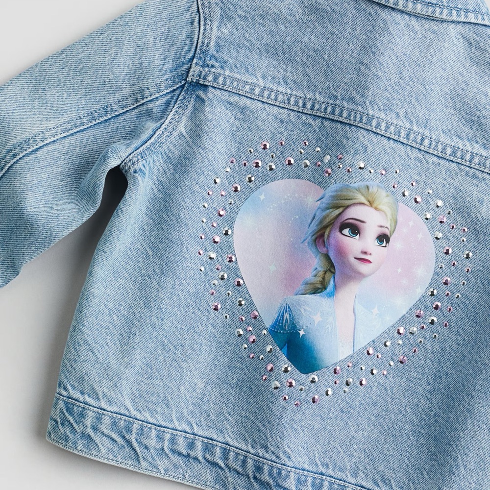 H&M Light Blue Jean Jacket with Frozen Design